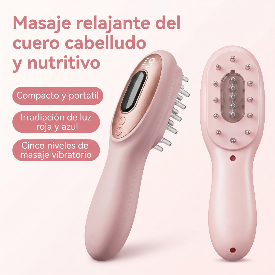 Masajeador Capilar 4 en 1 con Fototerapia, Dispensador de Sérum y Vibración Anticaída
