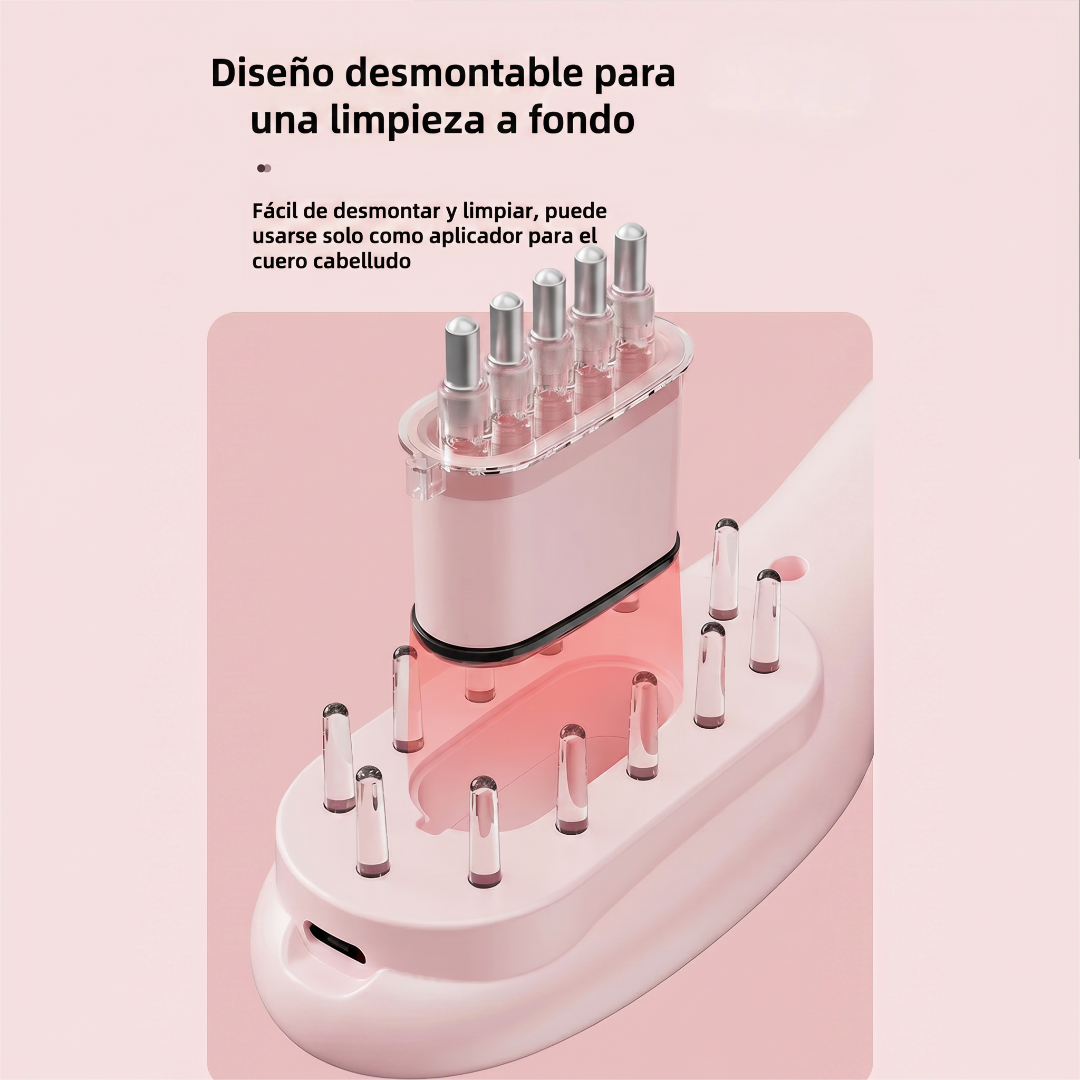 Masajeador Capilar 4 en 1 con Fototerapia, Dispensador de Sérum y Vibración Anticaída